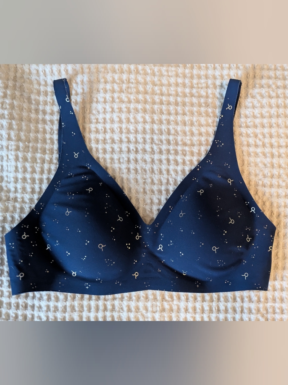 Knix Astrology Collection Blue And Gold Taurus Revolution V-Neck Bra Size XS